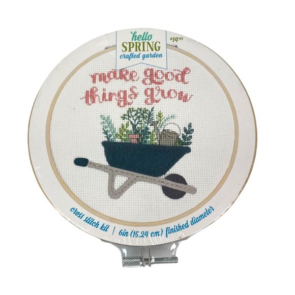 Hello Spring Crafted Garden Cross Stitch Kit "Make Good Things Grow" 6 in Plants - Picture 1 of 6